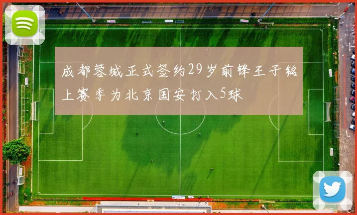 成都蓉城正式签约29岁前锋王子铭上赛季为北京国安打入5球